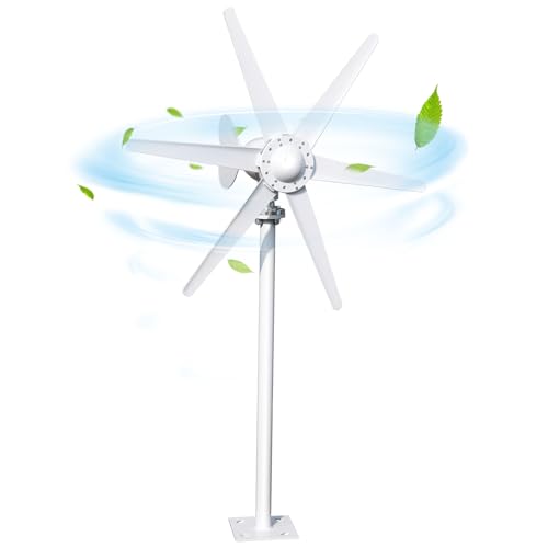OSKOPWRC 800W Wind Turbine Generator Kit, 6-Blade 12V/24V Wind Energy System, Durable Electromagnetic Power Generator for Home, RV, and Off-Grid Use White