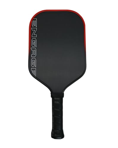 Engage Alpha Pickleball Paddle - Two Core Options, 14mm and 16mm | Friction Fiber Carbon Face, Elongated Power Paddle for Versatile Court Play (Red, 14mm)