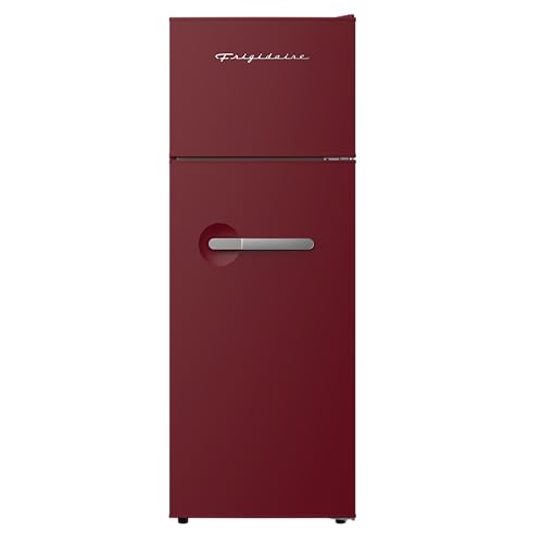 Frigidaire Retro Apartment Size Refrigerator with Top Freezer - 2 Door Fridge with 7.5 Cu Ft of Storage Capacity, Adjustable Spill-Proof Shelves, Door & Crisper Bins, Merlot