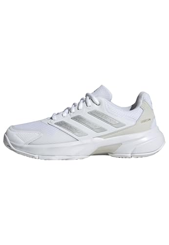Adidas Women's CourtJam Control 3, White/Silver Metallic/Grey, 11
