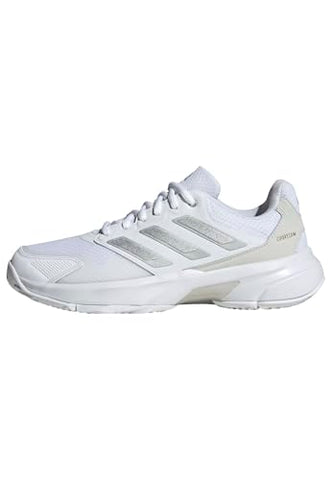 Adidas Women's CourtJam Control 3, White/Silver Metallic/Grey, 11