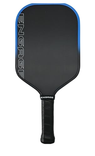 Engage Alpha Pickleball Paddle - Two Core Options, 14mm and 16mm | Friction Fiber Carbon Face, Elongated Power Paddle for Versatile Court Play (Blue, 16mm)