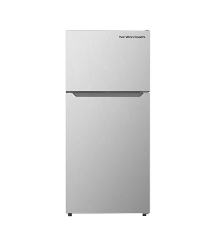 HAMILTON BEACH, Frost Free Top Mount 2 Door Apartment Size Refrigerator with Freezer, STAINLESS, 18 CU FT