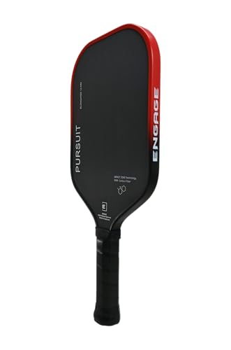 Engage Alpha Pickleball Paddle - Two Core Options, 14mm and 16mm | Friction Fiber Carbon Face, Elongated Power Paddle for Versatile Court Play (Red, 14mm)