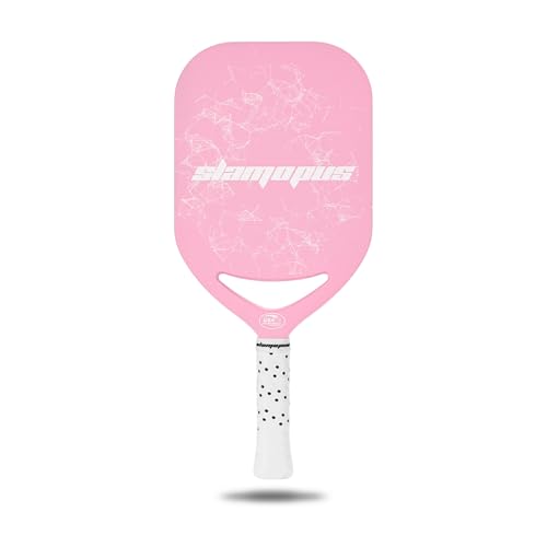 Slamopus Pro Pickleball Paddle| T700 Carbon Fiber Pickleball Paddles with 16mm Polymer Honeycomb Core & Overgrips| Premium Pickle Ball Racket Enhanced Control & Spin & Power| USAPA Approved（Pink）