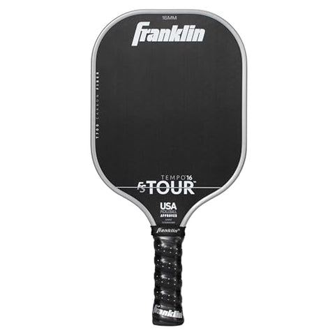 Franklin Sports Pro Pickleball Paddles - FS Tour Series Carbon Fiber Paddles - Official USA Pickleball (USAPA) Approved Racket - Tempo Pro Player - 16mm Polymer Core - Gray