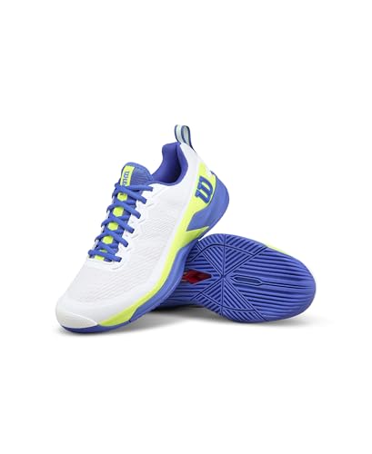 WILSON Rush Pro 4.5 Men's Tennis Shoe - White/Amparo Blue/Safety Yellow, Size 9.5 US