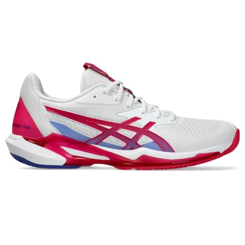 ASICS Women's Solution Speed FlyteFoam 3 Tennis Shoes, 8.5, White/Bright Rose