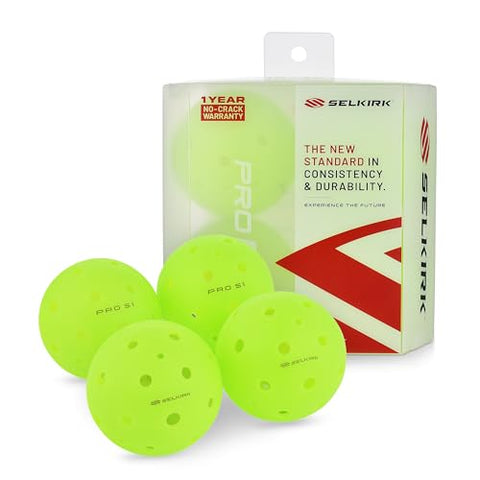 Selkirk Sport Pro S1 Ball | Crack-Resistant | 38 Hole Outdoor Pickleball Balls | USAPA Approved Pickle Ball for Tournament Play | Advanced Aerodynamics | 4 Pack Pickleballs