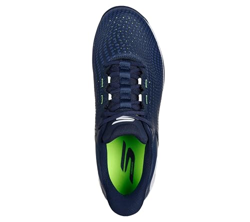 Skechers Men's Viper Court Reload Hands Free Slip-Ins Pickleball Sneaker, Navy/Yellow, 10 X-Wide
