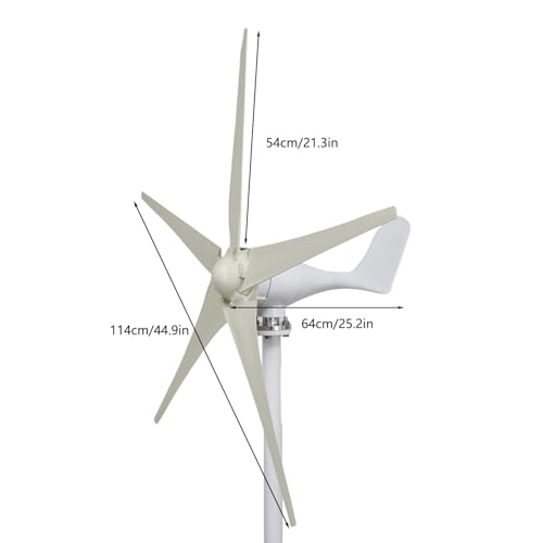 diowewea Wind Turbine 1200W 12V, Wind Turbine Generator Kit with 5 Blades, High Efficiency, Powerful Generator, Easy to Install Industrial Wind-Power Generator White