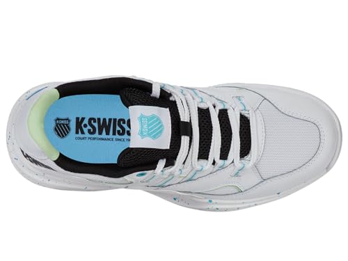 K-Swiss Women's Tura Team Pickleball Shoe, White/Paradise Green/Black, 6.5 M
