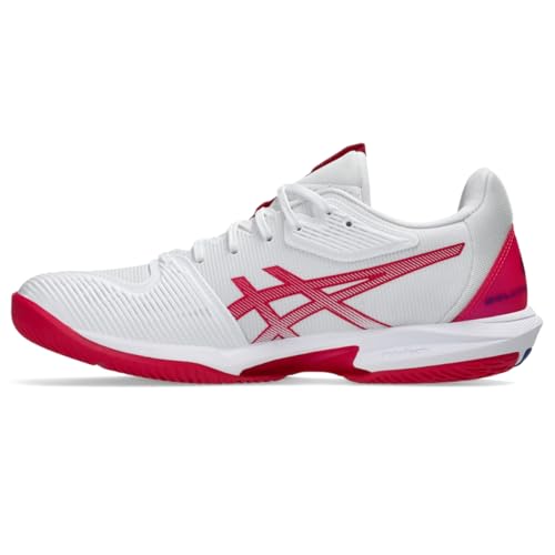 ASICS Women's Solution Speed FlyteFoam 3 Tennis Shoes, 8.5, White/Bright Rose