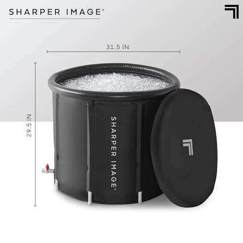 Sharper Image Insulated Ice Bath Cold Plunge Tub with Lid, 31.5" x 29.5", Portable Inflatable Bathtub, Helps Boost Energy & Muscle Recovery, Cold Therapy for Athletes & Adults up to 6'5" & 250 Lbs