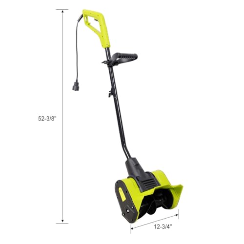 12-Inch Corded Electric Snow Blower, 10 Amp Motor, Lightweight Snow Shovel for Driveways, Walkways & Patios, 120V, Green & Black