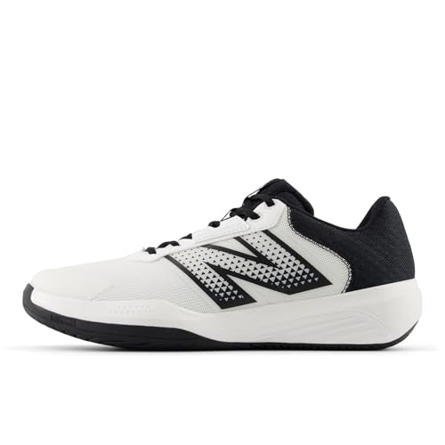 New Balance Men's 696 V6 Tennis Shoe, White/Black, 9.5
