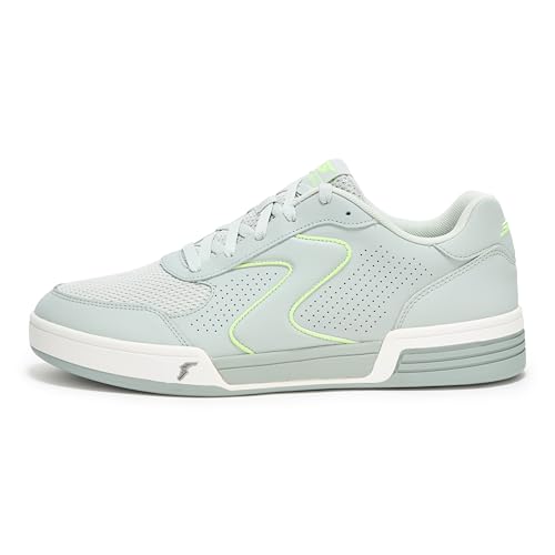 Skechers Men's Viper Court Classic Pickleball Sneaker, Gray/Lime, 10.5