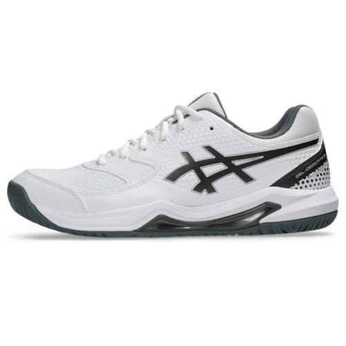 ASICS Men's Gel-Dedicate 8 Pickleball Shoes, 10, White/Gunmetal