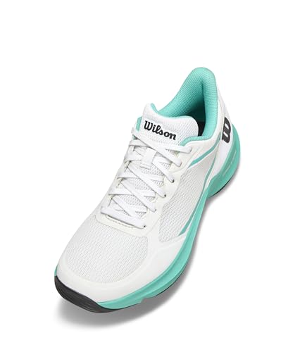 WILSON Hurakn Lite Women's Padel Shoe - White/Turquoise/Black, Size 9.5 US