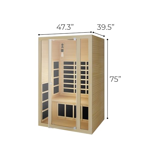 JNH Lifestyles Ensi+ 2-Person Home Infrared Sauna with Color & Red Light Therapy, Ultra-Low EMF - Indoor Personal Luxury Spa for House and Gym