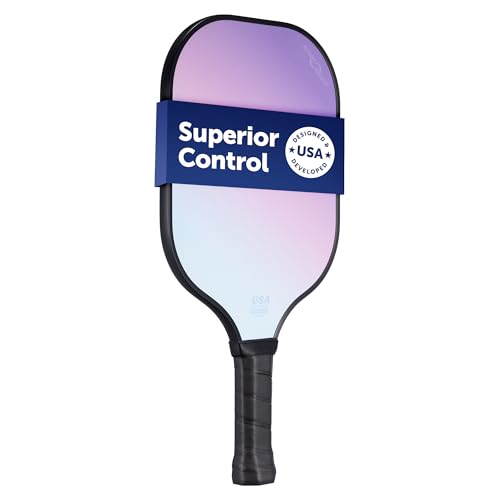 Sport Squad Lightweight Graphite Fiberglass Pickleball Paddle Designed for More Power and Consitency - Polypropylene Honeycomb Core - USAP Approved - Tacky Cushion Pickleball Grip - for Kids + Adults