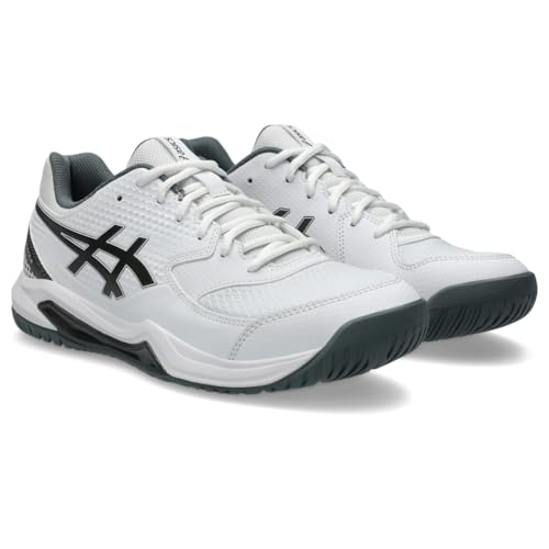 ASICS Men's Gel-Dedicate 8 Pickleball Shoes, 8.5, White/Gunmetal
