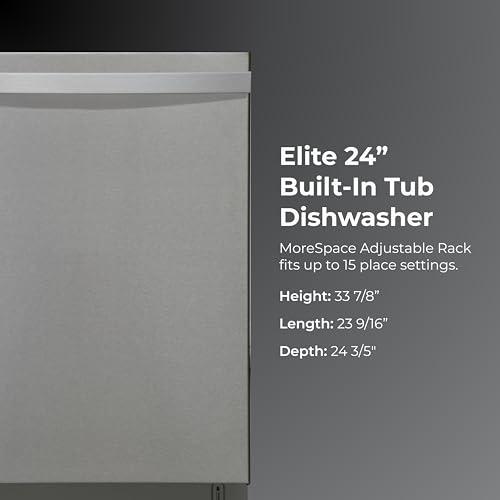 Kenmore Elite 24" Built-In Dishwasher - UltraWash Plus, TurboDry, QuietWash, SmartWash, TurboFlex Third Rack & Reach-Thru Handle - 15 Place Settings - 42 DBA - ENERGY STAR Certified - Stainless Steel