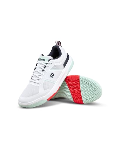WILSON Pickle Pro Men's Pickleball Shoe - White/Bay/Fiery Coral, Size 9.5