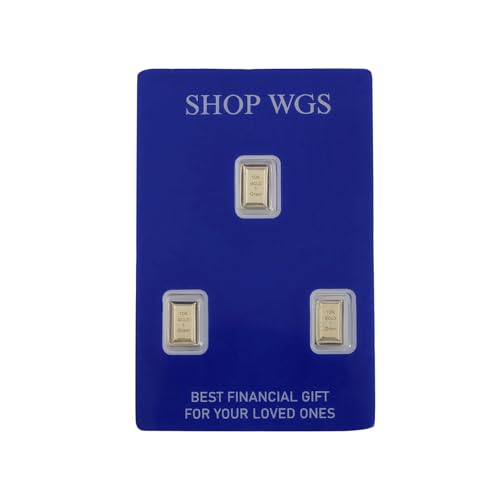 SHOP WGS (Set of 3-3 Gram 1 Gram Gold Bar 10K & 14K Yellow Gold Bullion Gold Bars for Collectible & Value Storage Gifts for Him & Her (10K Gold, Pack of 1)