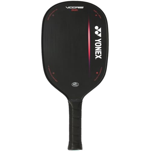 YONEX VCORE Plus Midweight 7.4" Width Black Pickleball Paddle with 5" Length Grip | PP Honeycomb Core, Glassfiber, Microparticle Coating & Carbon Fiber | for Beginner-Intermediate
