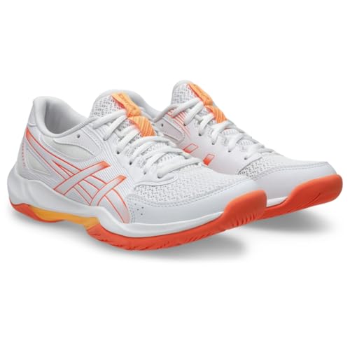 ASICS Women's Gel-Rocket 12 Volleyball Shoes, 10, White/Vivid Coral