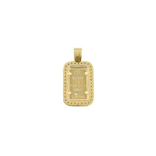 Diamond Pamp 24K Yellow Gold Suisse Bar 1oz-gram Lady Fortuna with 14k yellow gold frame, Diamond Gold Bar Style name 1 Oz Size 22 Inches