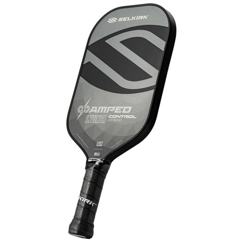 Selkirk Sport Amped Control Pickleball Paddle | Assembled in the USA | Next-Gen FiberFlex+ Face & Ultra Durable Spin Coating | 16mm X5 Core for Unrivaled Precision & Control | Invikta Lightweight Gray