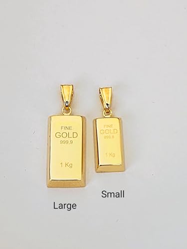 Gold Bar Pendant 14k Yellow Gold/Layering/Two Different Size/NOT Gold Filled NOT Gold Plated/Gift for Her - Him/Unisex (Large Bar Pendant)