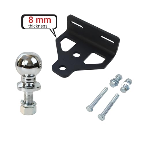 REDTEE Heavy Duty Zero Turn Lawn Mower Hitch-8mm Thick Steel, Bolt on Trailer Hitch, Universal Fit for 2.5"-5.0" Hole Centers, Versatile Chain Slot Design, 2" Hitch Ball & Bolt Hardware Included