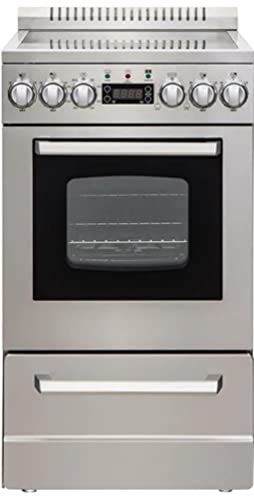 Avanti Electric Range Oven ELITE Series Compact Design, 2-Cu.Ft. Capacity with 4 Coil Burners, Framed Glass Oven Door, Storage Drawer and Broiler with Pan, 20-Inch, Stainless Steel