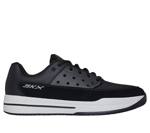 Skechers Men's Viper Court Luxe Pickleball Sneaker, Black/White, 8.5