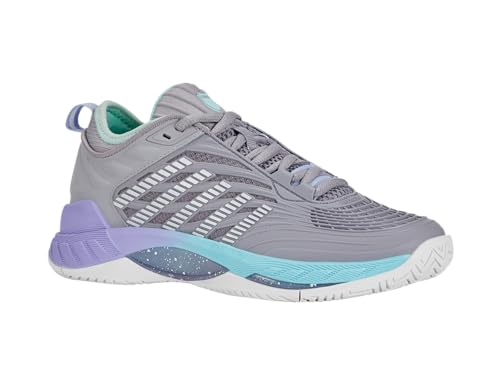 K-Swiss Women's Hypercourt Supreme 2 Tennis Shoe, Lilac Gray/Nimbus Cloud/Neon Purple, 8 M