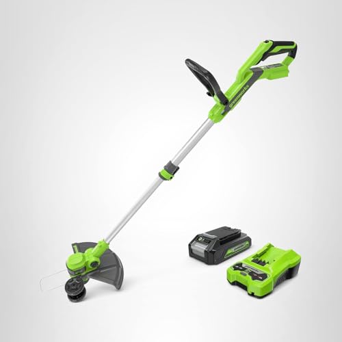Greenworks 24V Cordless String Trimmer/Edger (Gen 2), 12" Cutting Width, Ultra-Light 6 lbs Design, with 2.0Ah Battery & Charger Included