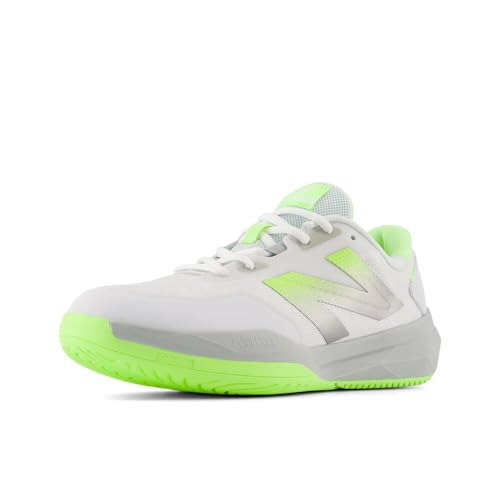 New Balance Women's FuelCell 796 V4 Hard Court Tennis Shoe, White/Bleached Lime Glo/Brighton Grey, 5 M