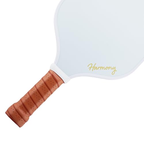 Harmony Pickleball Classic Pickleball Paddle | Carbon Fiber Pickleball Paddle | White with Tan Grip