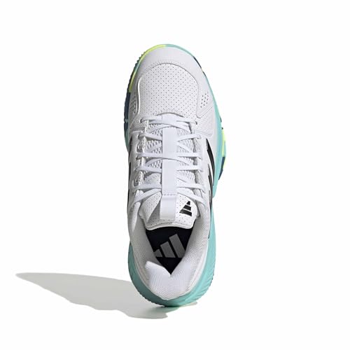 adidas Women's Court Flight, White/Black/Flash Aqua, 9