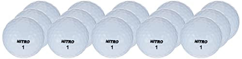 Nitro Long Distance High-Durability Golf Balls (15PK) All Levels Ultimate Distance Titanium Core High Velocity Great Stop & Sticking Ability Golf Balls USGA Approved-Total of 15-White