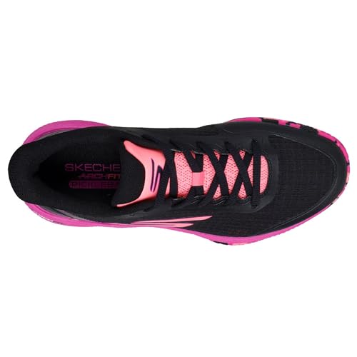 Skechers Women's Viper Court Pro Pickleball Sneaker, Black/Hot Pink, 7.5