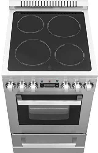Avanti Electric Range Oven ELITE Series Compact Design, 2-Cu.Ft. Capacity with 4 Coil Burners, Framed Glass Oven Door, Storage Drawer and Broiler with Pan, 20-Inch, Stainless Steel