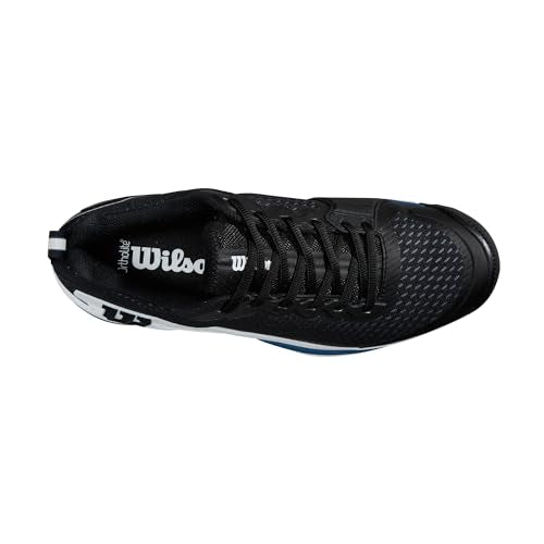 WILSON Rush Pro 4.5 Men's Tennis Shoe, Black/White/Ensign Blue, Size 9.5