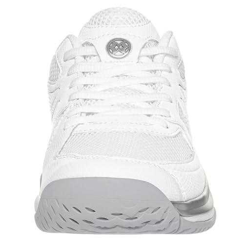 Sisttke Women's Badminton Pickleball Shoes Lightweight Breathable Non-Slip Court Sneakers for Tennis Racquetball Training White/Silver