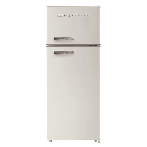 Frigidaire EFR753 Retro Apartment Size Refrigerator with Top Freezer - 2 Door Fridge with 7.5 Cu Ft of Storage Capacity, Adjustable Spill-Proof Shelves, Door & Crisper Bins, CREAM