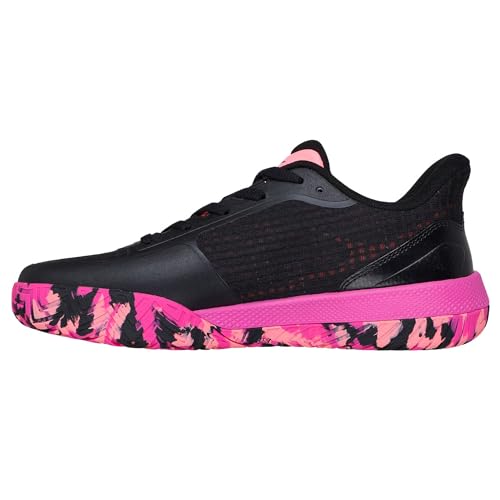 Skechers Women's Viper Court Pro Pickleball Sneaker, Black/Hot Pink, 7.5