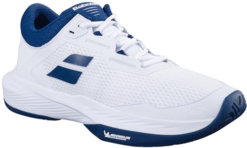 Babolat Men's SFX4 All Court Tennis Shoes (White/Estate Blue, US Footwear Size System, Adult, Men, Numeric, Medium, 9)